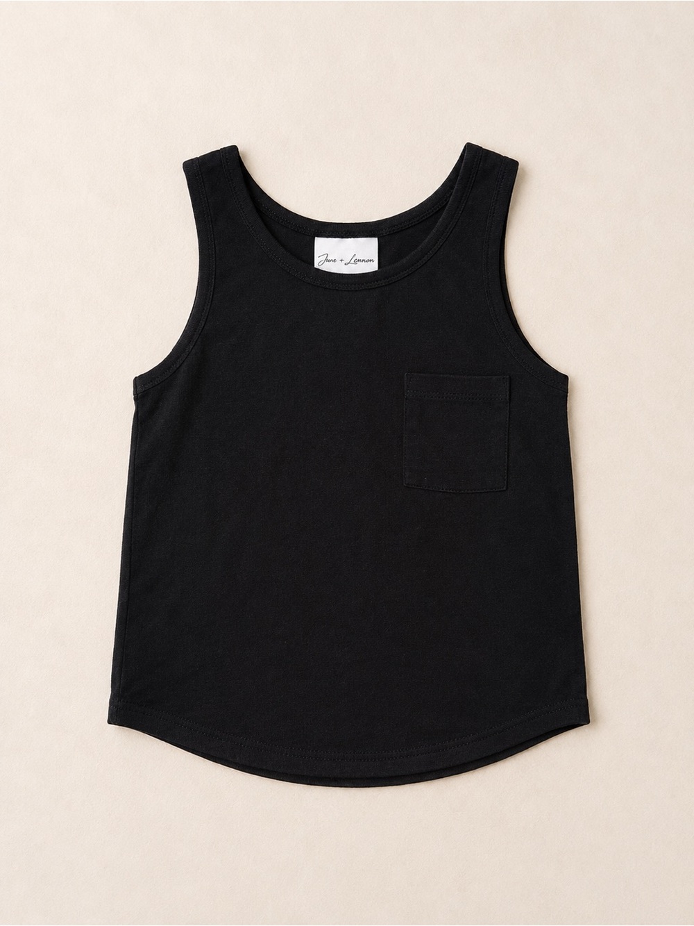 Jax & Lennon 12-18m Kids Black Tank Top with Chest Pocket - Bamboo Cotton Blend